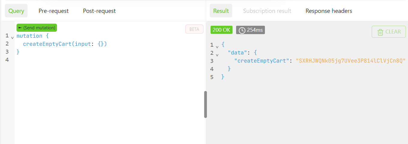 Magento GraphQL API createEmptyCart mutation
