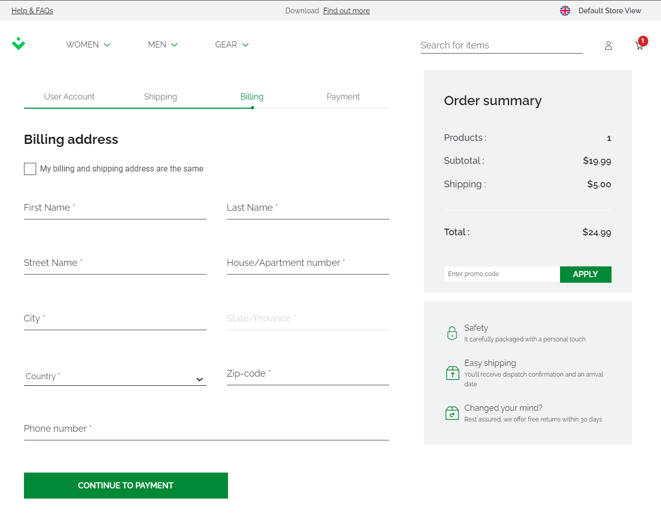 magento progressive web applications - vue storeftont checkout payment step