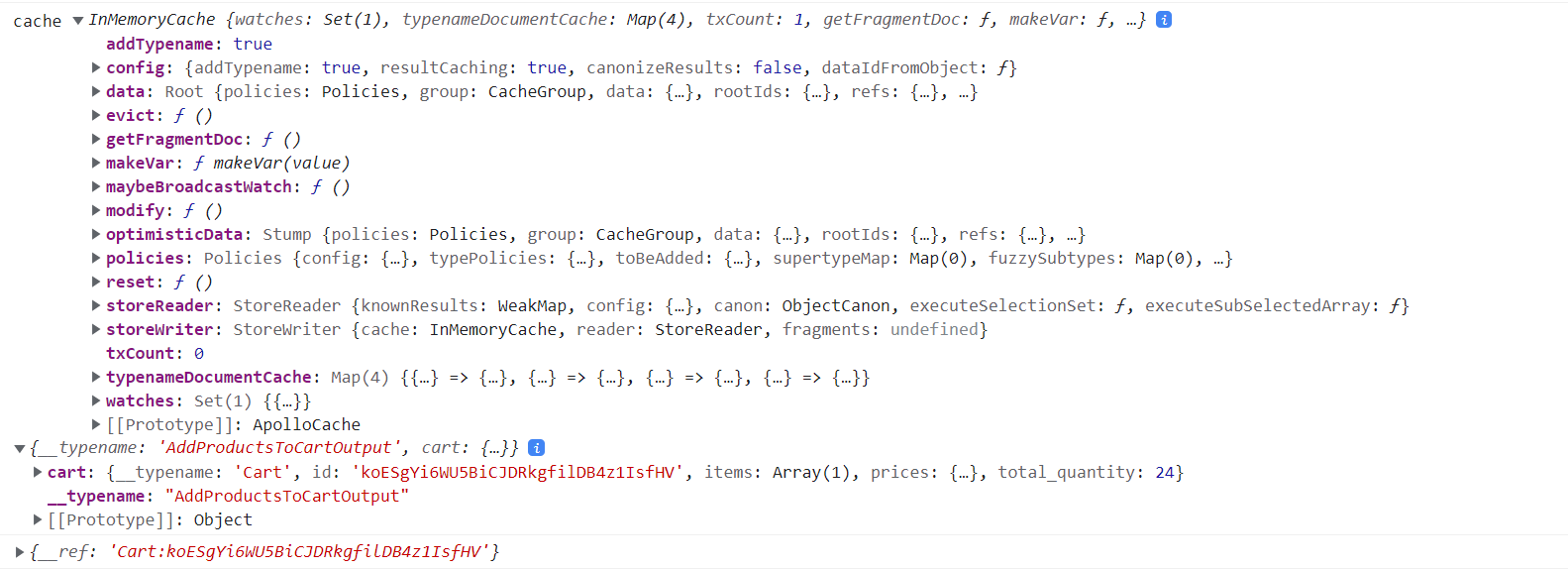 the modify method is available on the cache object