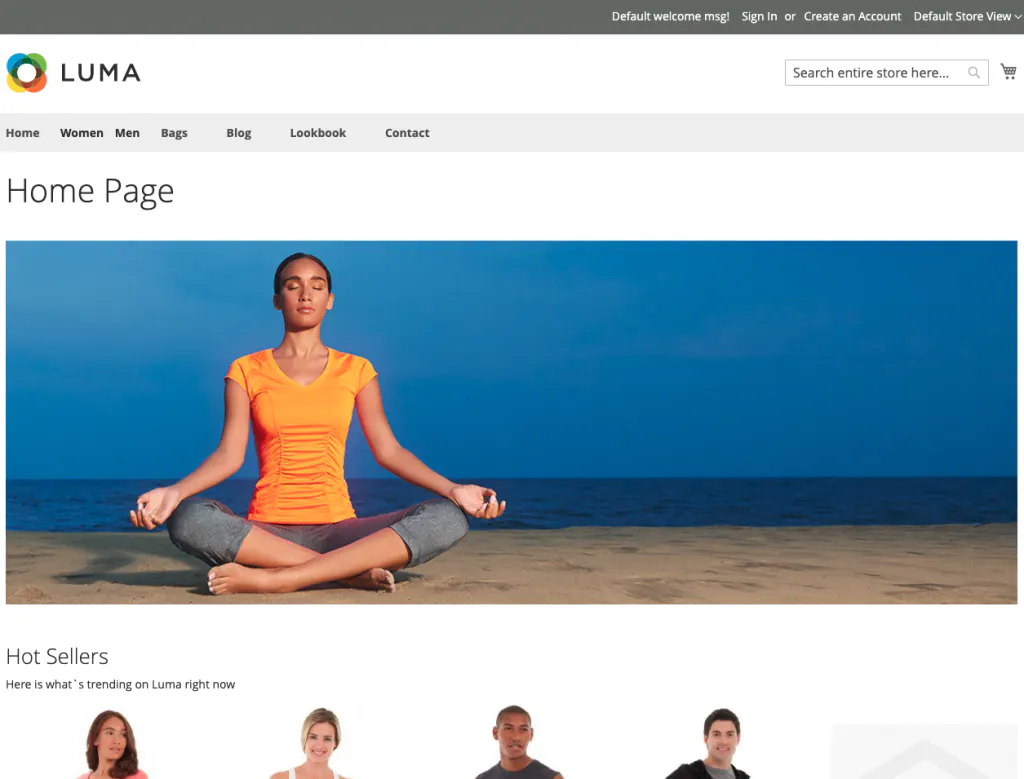 magento store homepage