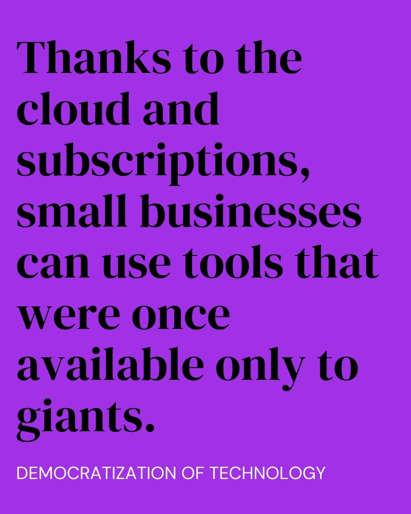 Thanks to the cloud and subscriptions, small businesses can use tools that were once available only to giants.